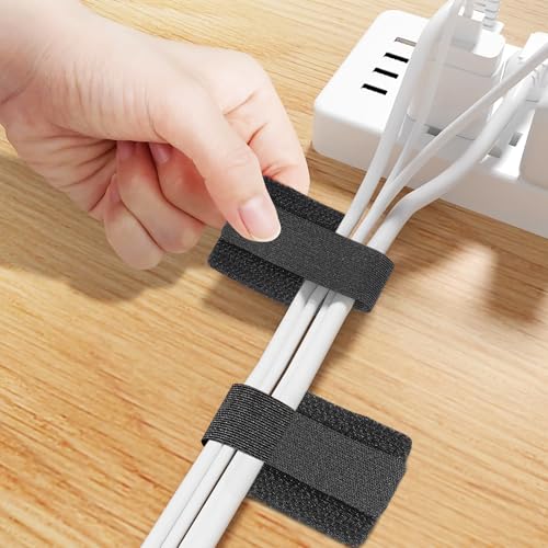 Kisangel 40 Pcs Nylon Cable Organizers with Adjustable Straps and Self Adhesive Wire Holders, Reusable Under Desk Cord Organizer for Office and Bookshelves Cable Management miniatura 5