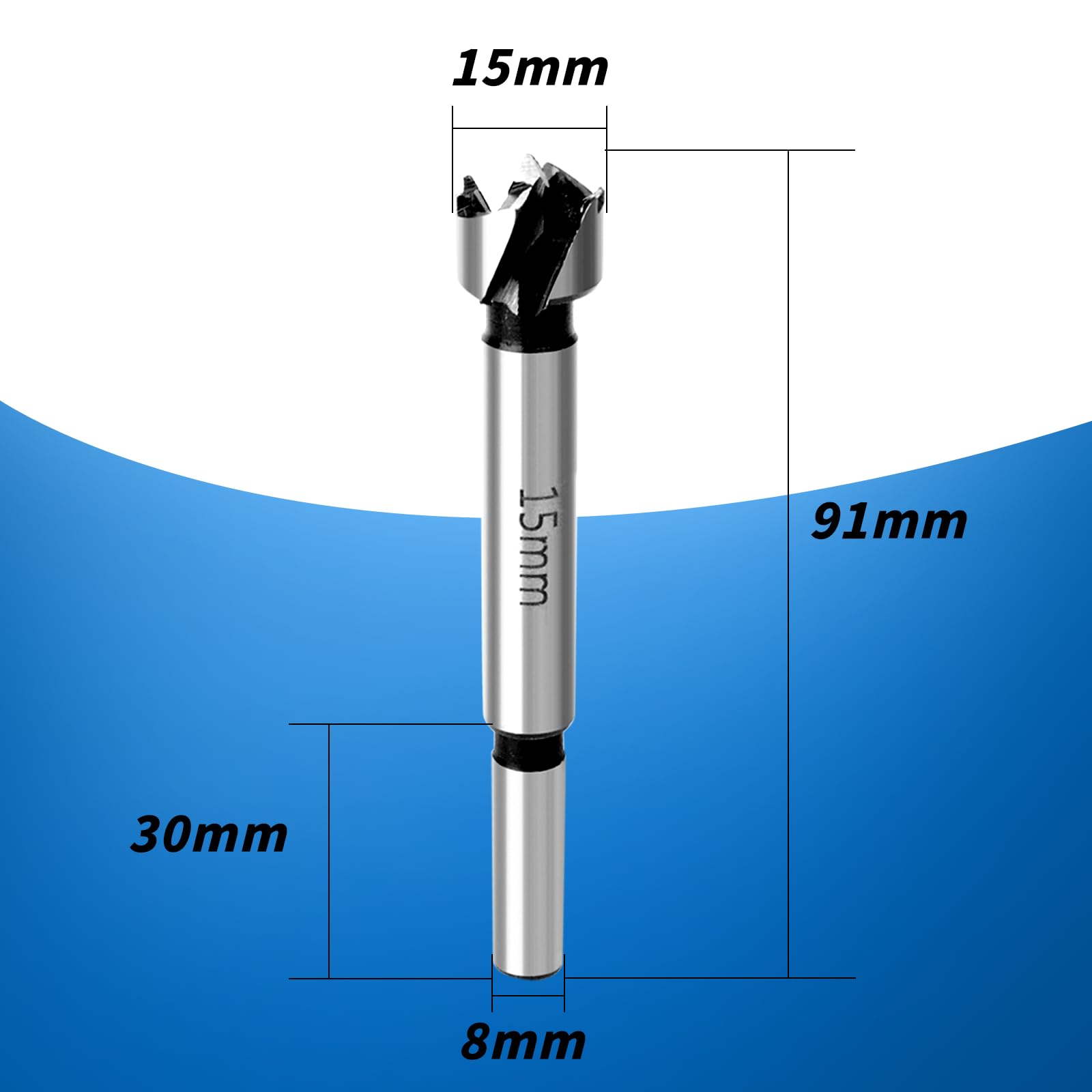 Punte Forstner 15mm Piatta Ad Alette,Punta Multidente Per Legno In Lega Premium Con Gambo Tondo Per Forare Legno,Plastica,Compensato