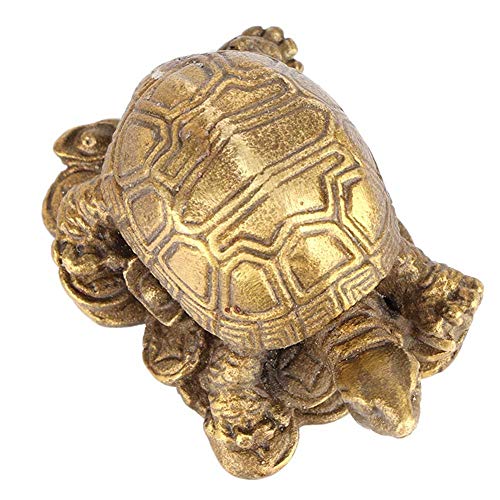 Hztyyier Brass Turtle Figure Brass Copper Tortoise Chinese Feng Shui God Turtle for Home Decoration Ornament Collectible Furnishing Articles - Image 2