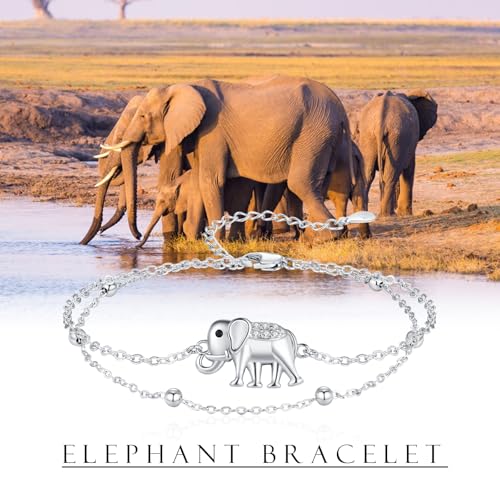 Image of 925 Sterling Silver Animal Bracelets Anklets Elephant /Highland Cow /Penguin /Sloth Adjustable Jewelry Gifts for women