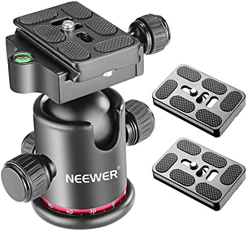 Neewer Photography Metal 360 Degree Rotating Panoramic Ball Head with Universal Quick Shoe plate with Bubble Level for Tripod Monopod DSLR Camera Load Capacity up to 17.6 pounds
