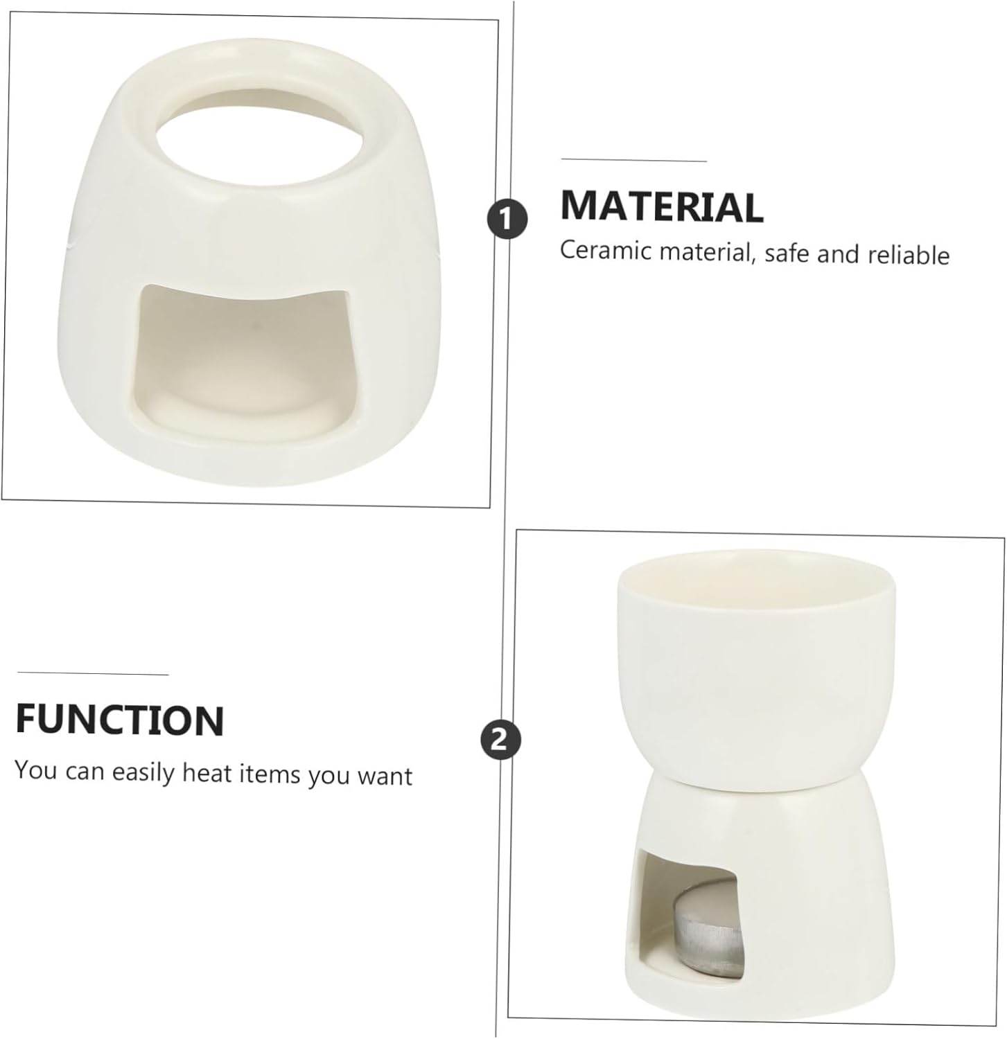 PRETYZOOM Ceramic Fondue Pot for Home Use Chocolate Cheese Butter Warmer with Candle for Parties Bakeries and Diy Fondue Nights Easy to Clean Stain Resistant Safe Heating