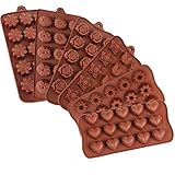 6 Pack Silicone Candy Molds，Ausplua Flower Chocolate Moulds with Shape of Rose Tulip Sunflower Lotus Etc, Food Grade Silicon Mold for Making Jelly Candy Chocolate Desserts Ice Cube Cake Decoration