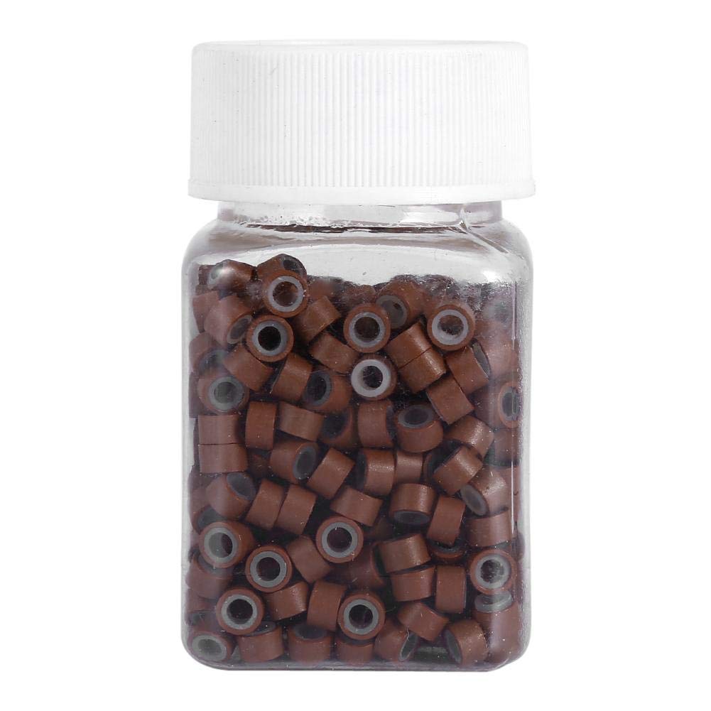 Micro anillos forrados de silicona de 0.197 in, enlaces para extensiones de cabello con punta pegada, anillos de microenlace de silicona de 0.197 in, cuentas forradas para extensiones de cabello, 2