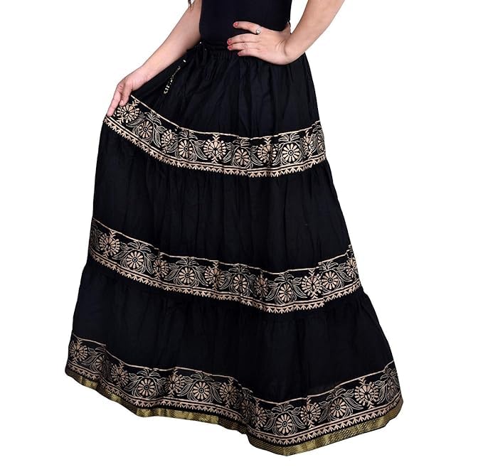 Image of Kurti Skirts Woman /Girl Traditional Ethnic Embroidery Floor Length Rayon Long Skirt for Causal