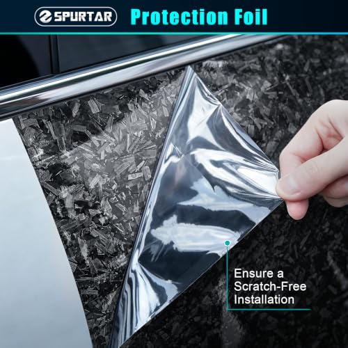 Image of Spurtar Gloss Forged Carbon Fiber Vinyl Wrap for Cars Black, 1ft x 5ft