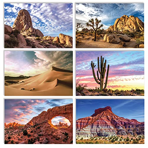 Better Office Products 50 Pack All Occasion Greeting Cards, Assorted Desert Landscape Note Cards With Envelopes, 4 X 6 Inch, 6 Arid Landscape Designs, Blank Inside #TOP25
