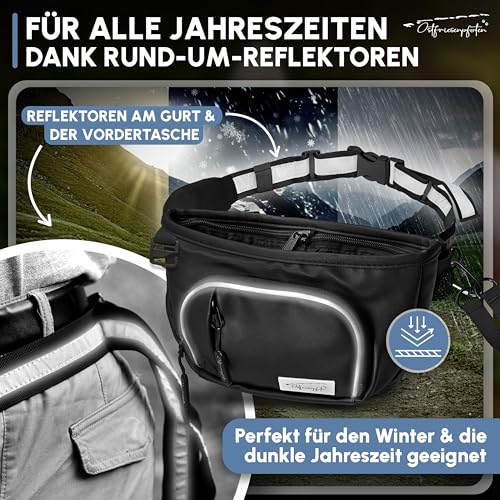 Ostfriesenpfoten® Leckerli-Bauchtasche 'Talea' für Hunde aus Kunstleder mit Einhandmagnetverschluss - Leckerlibeutel inkl. wechselbarem Innenfutter - Bauchtasche für Hundezubehör - Schwarz