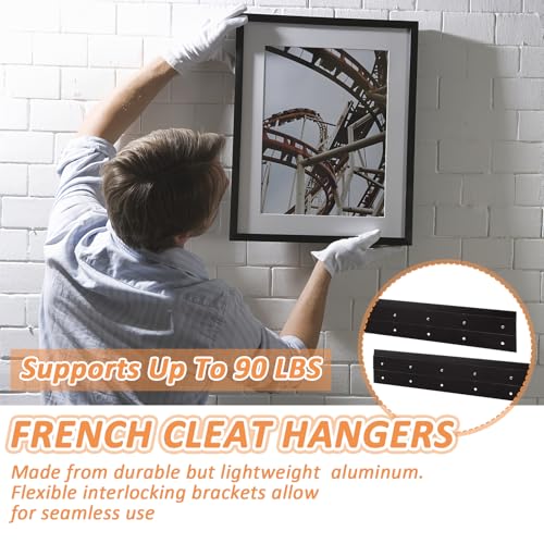 Image of WOPPLXY 3 Pair 17 Inch French Cleat Hanger, French Cleat Picture Hanger, French Cleat Heavy Duty for Hanging Picture Ledges Mirrors Headboard Wall Mounting Brackets, Z Bar Hanger Supports 90lbs