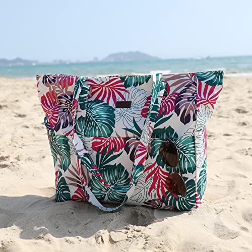We We Large Canvas Straw Beach Pool Bag Waterproof Beach Tote Bags for Women Travel Shoulder Handbag4