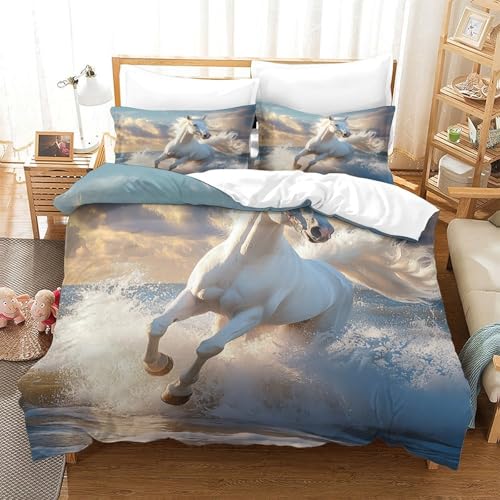 Housse de couette imprimée 3D canards blancs en microfibre de qualité supérieure pour lit 2 places - 3