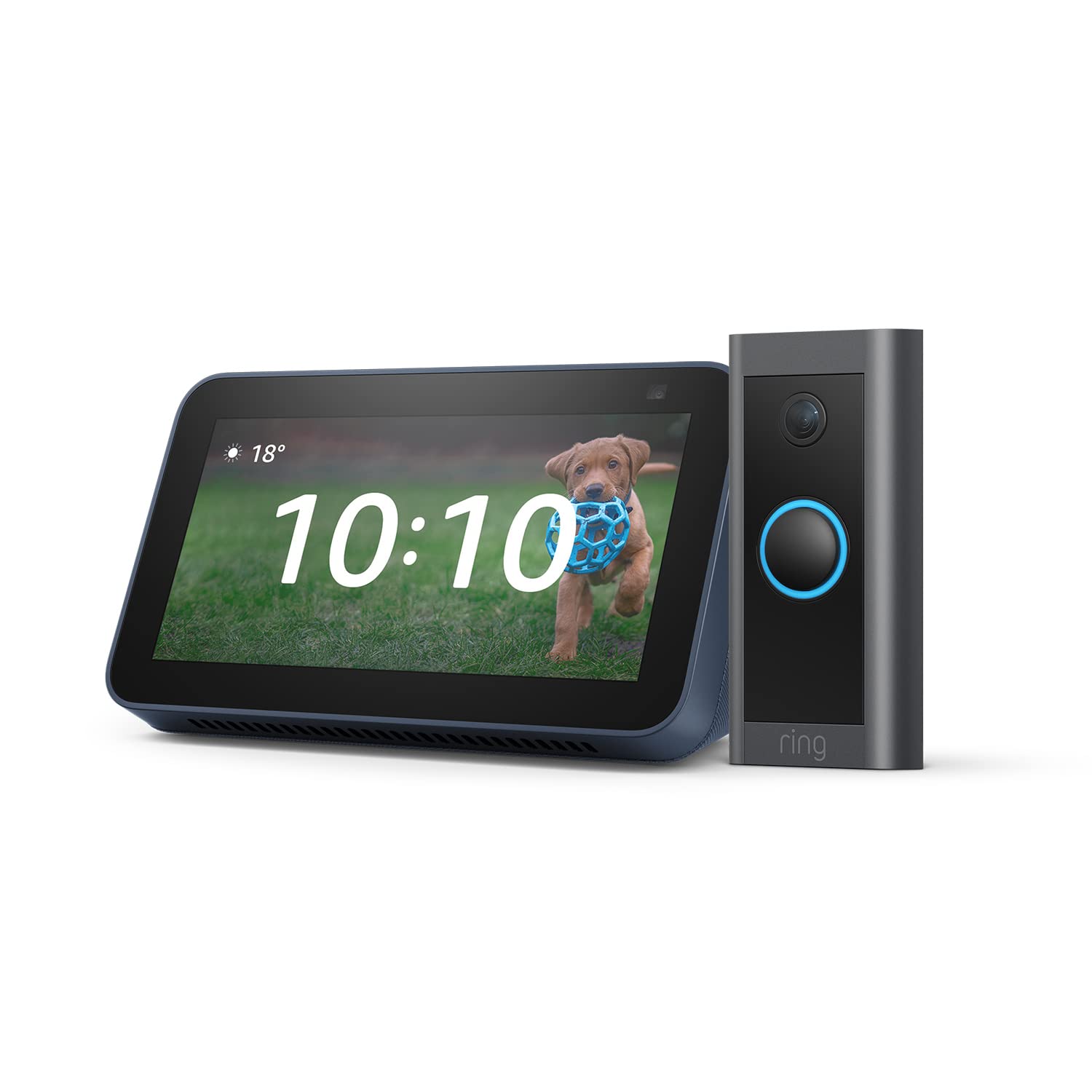 Ring Video Doorbell Wired by Amazon + Echo Show 5 Blue