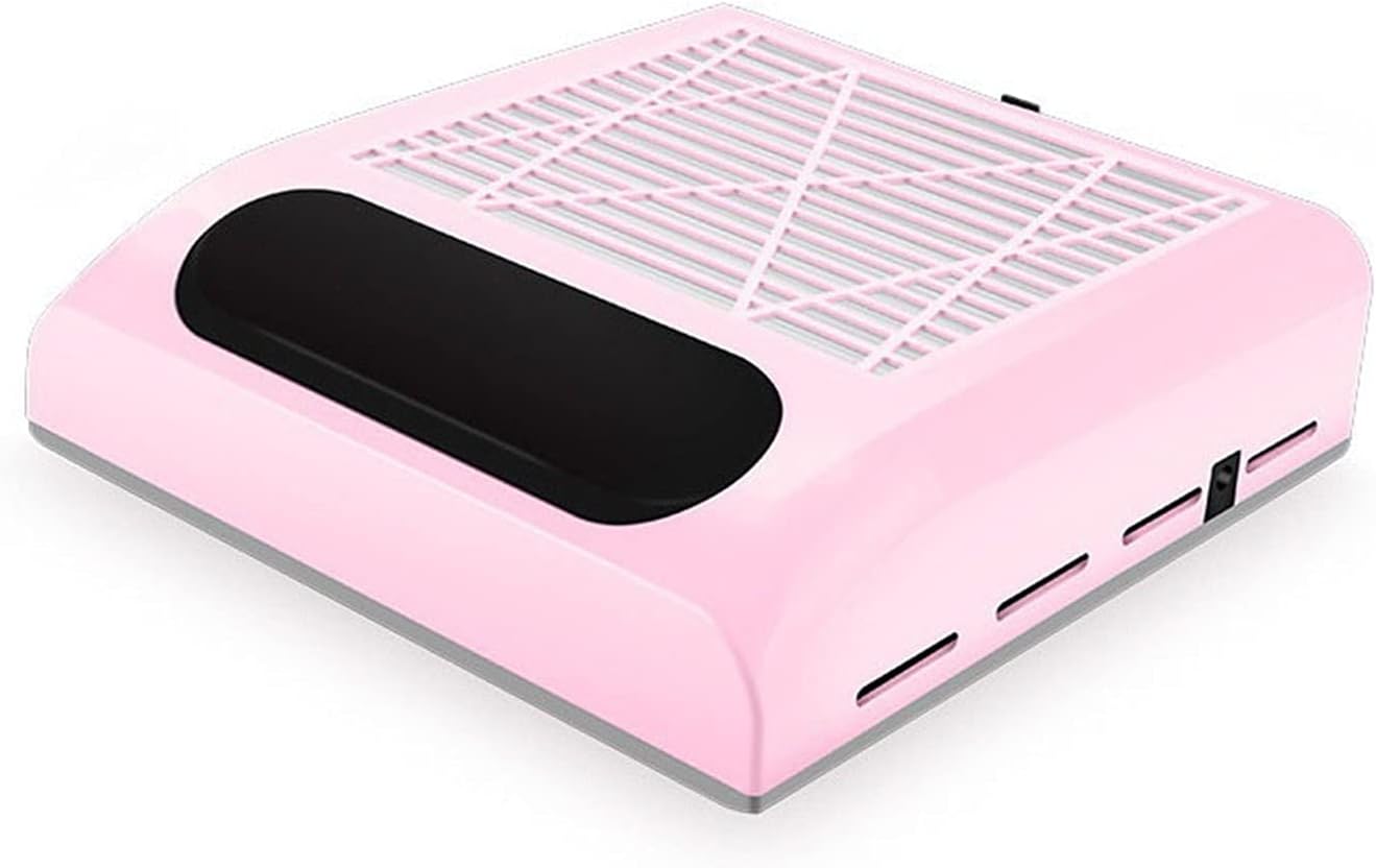 Nail Dust Collector 80W Nail Dust Collector Fan Vacuum Cleaner Manicure Machine Tools with Filter Strong Power Art Tool for Manicure, Professional Nail Filter (Color : Pink) (Pink)