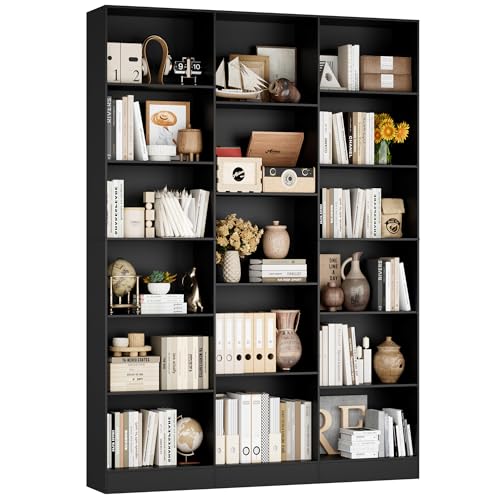 FirFurd Bibliothèque 188cm Bibliotheque avec 17 Étagères de Rangement Bibliotheque Meuble de Rangement pour Salon Bureau Cuisine Chambre 149x23.5x188cm Noir