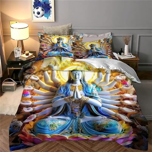Housse de couette Bouddha anti-plis en microfibre douce avec fermeture éclair - 5