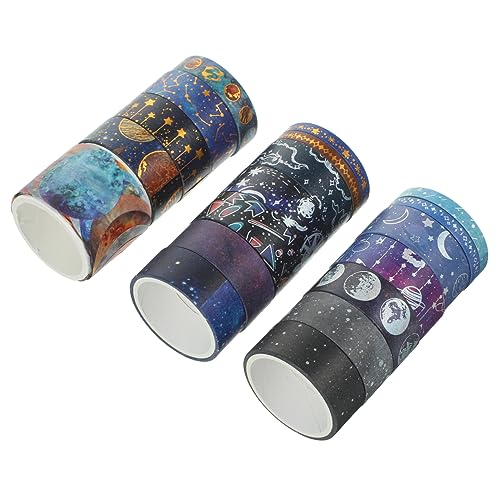 Tofficu 19 Rollos De Cinta De Diario Cuenta De Mano Washi Tape Universe Pattern Tape Multifunción Washi Tape Decor