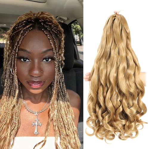 French Curly Braiding Hair 12 Inch 8 Packs - Pre Stretched Bouncy Braiding Hair- Loose Wavy Synthetic Hair Extensions For Black Women (12 inch 27)