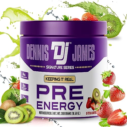 Image of Dennis James Signature Series Pre Energy | Pre Workout | Strawberry Kiwi Flavor | 300g, 30 Servings | Premium Energy Boost for Intense Workouts