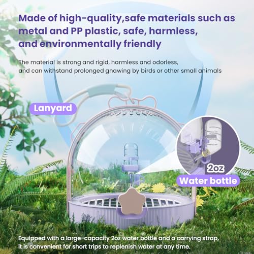 Cage de transport avec bouteille d'eau violette pour rongeurs et oiseaux
