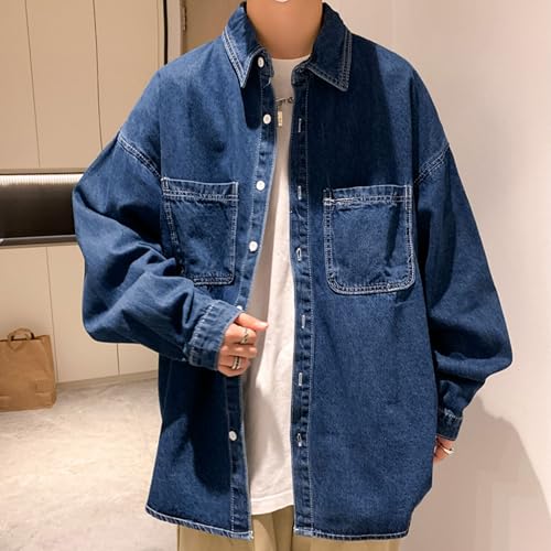 Maiyifu-GJ Men's Lightweight Casual Denim Jacket Lapel Button Trucker Jean Jackets Spring Fall Cotton Outerwear Biker Coats2