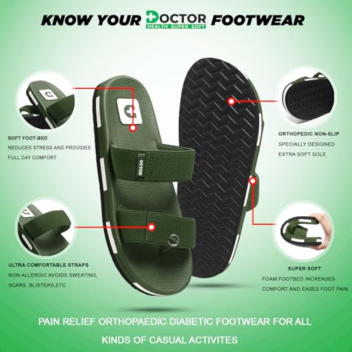 Image of DOCTOR HEALTH SUPER SOFT Men's Casual Slippers with Soft Cushioned Sole, Double Strap with Toe Loop Design, Lightweight Anti-Slip Everyday Wear Slippers for Home and Outdoor Use