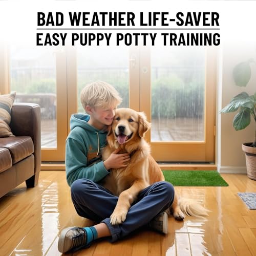 Ottomanson PET800-12X28 Artificial Grass Puppy Potty Training Pad With Tray, 15 Inch X 30 Inch Reusable Pee Pad For Small Pets And Dogs thumb #5