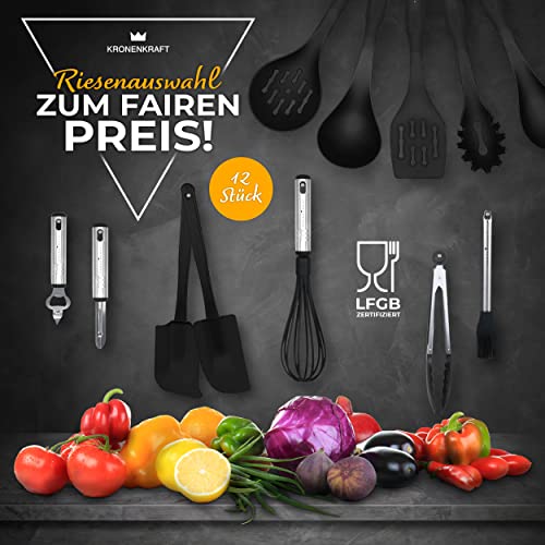 KRONENKRAFT 12 teiliges Küchenset Küchenzubehör, Kochset, Küchenutensilien Set, Küchenzubehör, Kochzubehör, Haushaltshelfer Set, Pfannenwender, Schneebesen 2