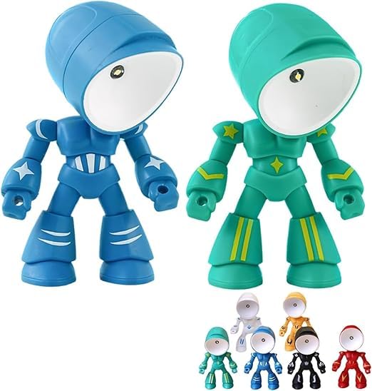 Mini Creative Robot Table Lamp,LED Mini Night Light Lonely Robot,2026 New Lonely Cartoon Cute Design Companion Table Light,Portable Adjustable Robots Lamp for Bedroom,Home,Office,Children Gift (BU+GN) — image 1