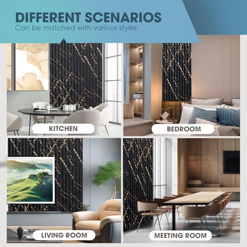 OUZUGIE WPC Acoustic Slat Wall Paneling, 8-Pack 114 x 6 Inches 3D Wall Panels for Interior Wall Decor,Living Room,TV Background,Study Room,Office Spaces,Bedroom,Low Grille (Black Marble) by OUZUGIE - Image 7