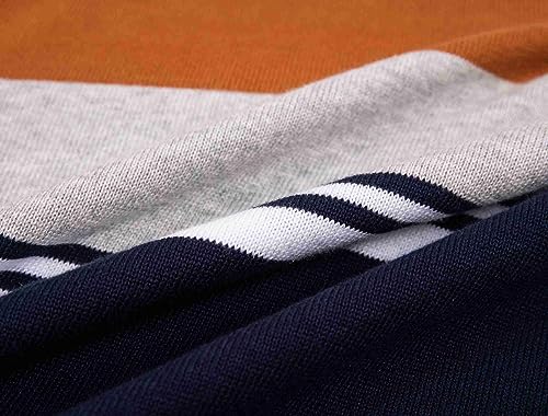 Krumba Mens Knitted Oversized Sweater: Crewneck Long Sleeve Striped Pullover3