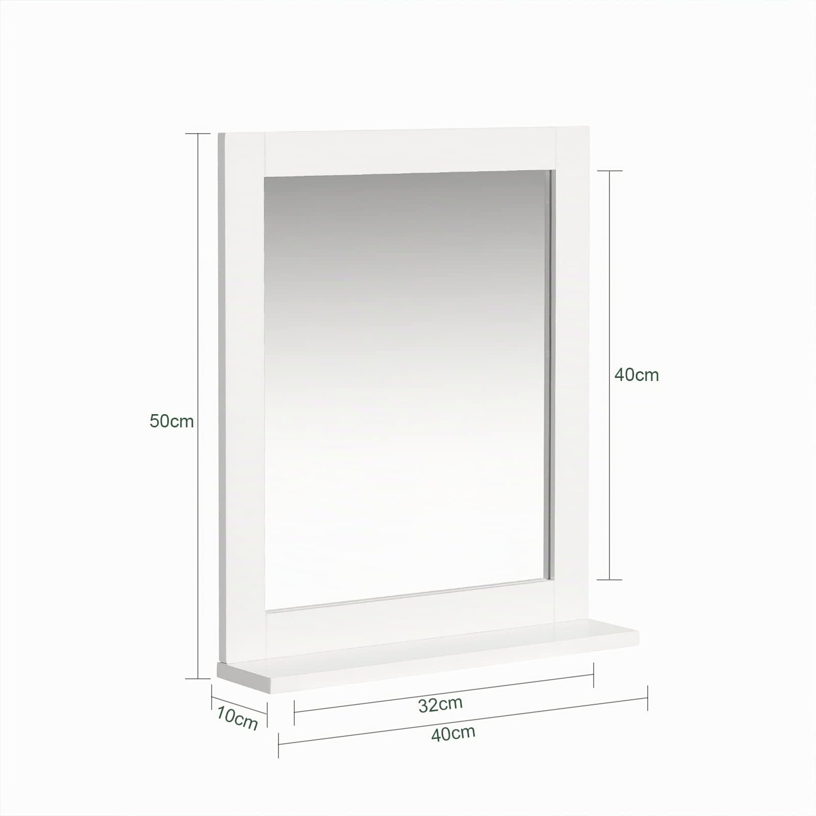 SoBuy Bad Hängeschrank mit Spiegel Wandregal Badschrank Hängend mit Ablage für Badezimmer Wandmontage Badspiegel Weiß 40x49x10cm FRG129-W