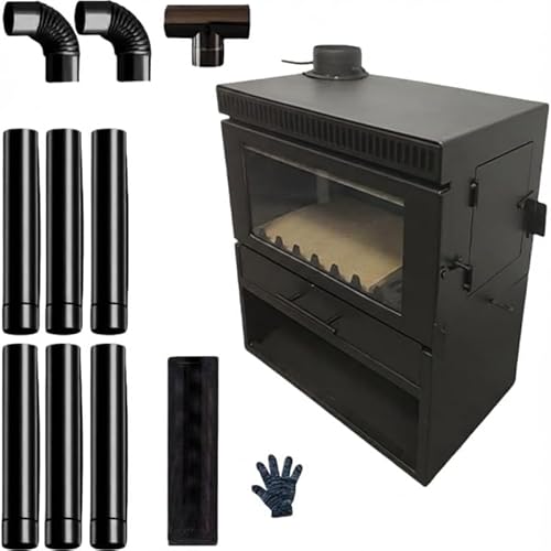 Cast Iron Wood Burning Stove Fireplace, Secondary Combustion Clean Burn System, Large Viewing Glass, Dual Loading Doors, Airwash Technology, Flue Damper & Integrated Log Rack