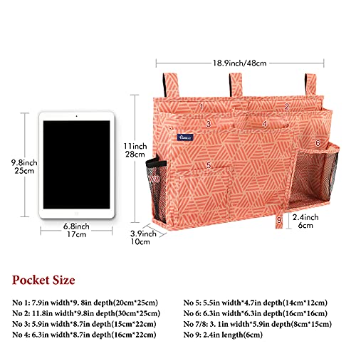 Image of Surblue Bedside Caddy Hanging Bed Organizer Storage Bag Pocket for Bunk and Hospital Beds, College Dorm Rooms Baby Bed Rails,Camp(8 Pockets),Orange Plaid