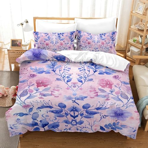 Parure de lit 3 pièces fleurs 140x200 microfibre pour lit simple - 2