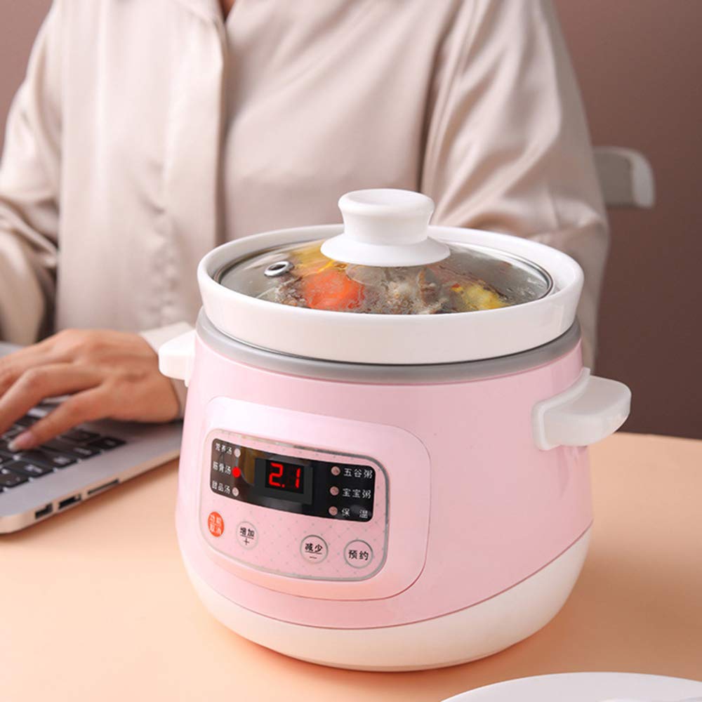 Olla cocción Lenta eléctrica 1,2 l con Revestimiento cerámica, Olla para guisar, Olla eléctrica Inteligente para hogar, multicocina con función Reserva y 6 configuraciones cocción, 120 W