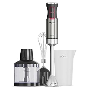 Solac Solution – Batidora mano 1503 | 1500W | 4 cuchillas inox | Varilla inox | Turbo | Ergonómica | Antisalpicaduras | Desmontable | Lavavajillas | Incluye Accesorios