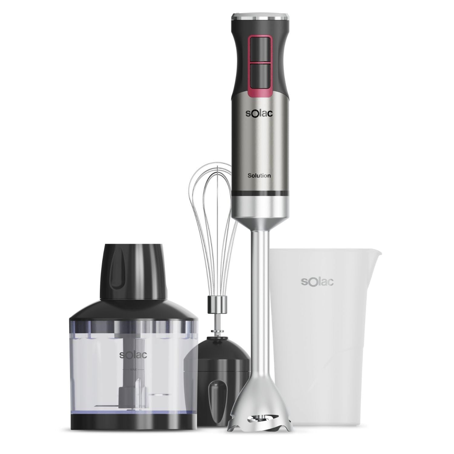 Solac Solution – Batidora mano 1503 | 1500W | 4 cuchillas inox | Varilla inox | Turbo | Ergonómica | Antisalpicaduras | Desmontable | Lavavajillas | Incluye Accesorios