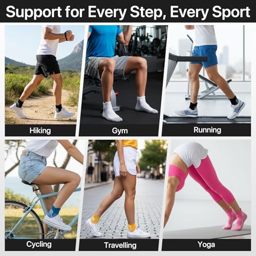 fenglaoda Compression Ankle Socks for Women & Men 6 Pairs– Low Cut Running Socks with Arch Support, Cushioned Sole & Heel Tab - image 7