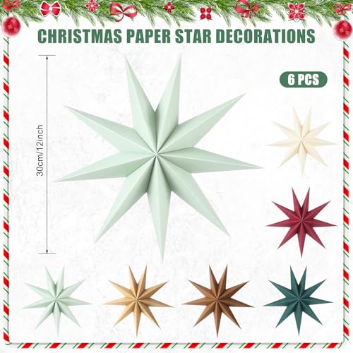 Relithick 6 Pcs Christmas Star Paper Lanterns, 12 Inch Morandi Colors by ReliThick - Used condition - Image 2