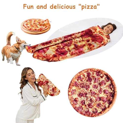 Image of Pizza Blanket Adult Size 80 Inches, Birthday Gifts for Her Him, Funny Gifts for Girlfriend Boyfriend, Novelty Pepperoni Pizza Food Blanket Oversized, Flannel Throw Blanket for Adult