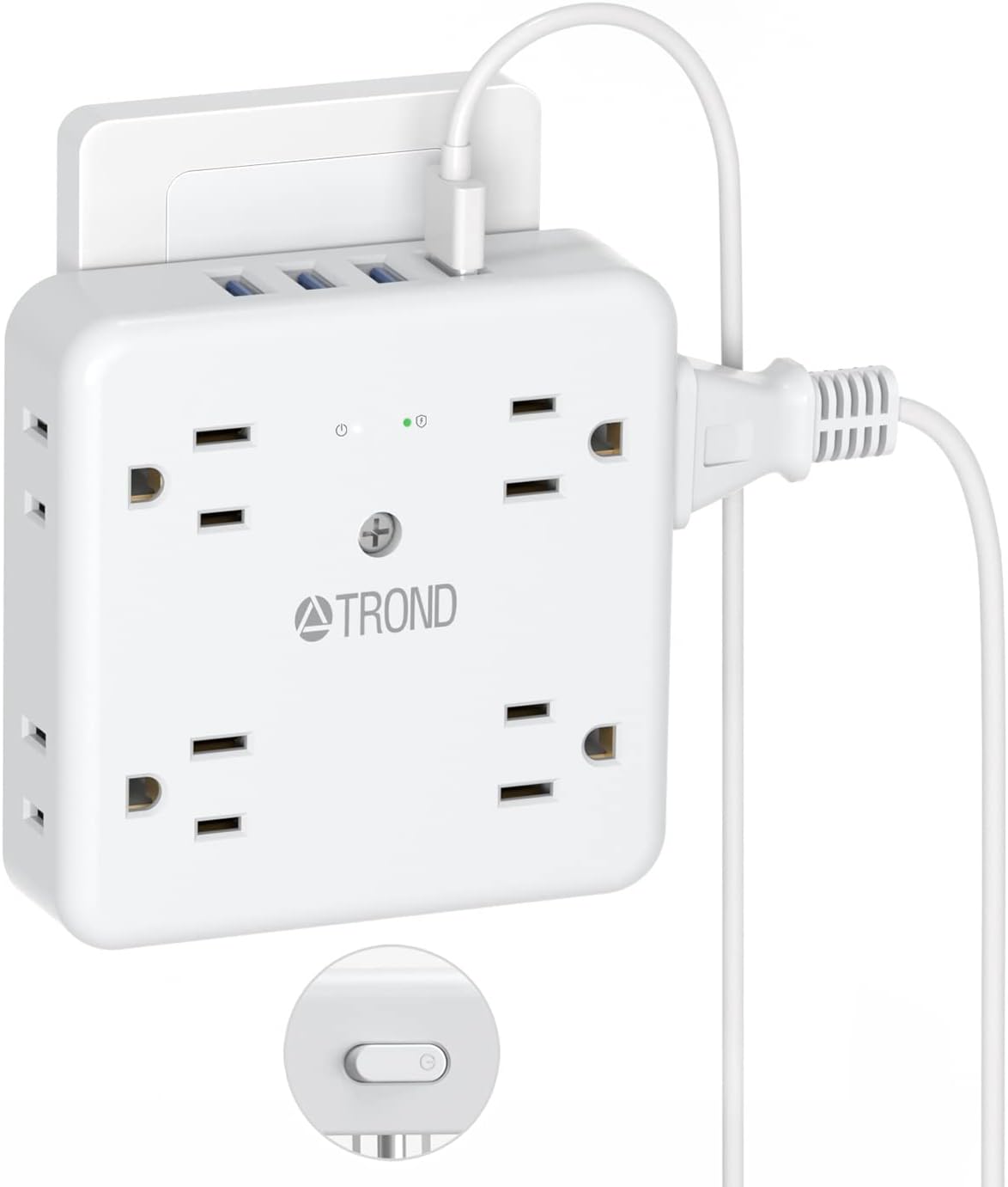 TROND USB C Outlet Extender Surge Protector, 8 Multi Plug Outlet