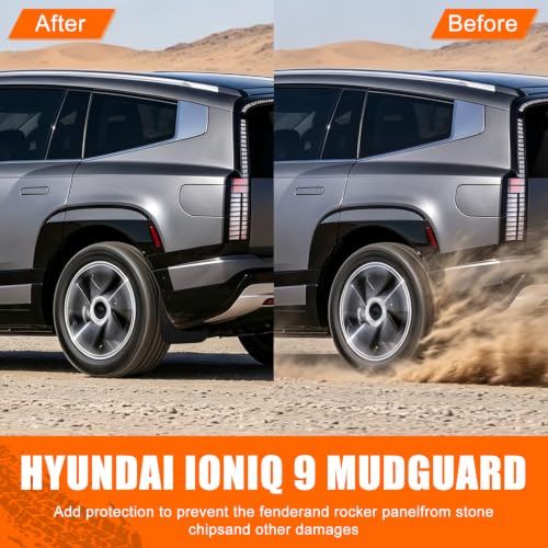Image of Mud Flaps Splash Guards for 2026 Hyundai IONIQ 9, Durable ABS Mud Guards, Protects Against Mud, Rocks, and Debris, 2026 Hyundai IONIQ 9 Accessories (4PCS)