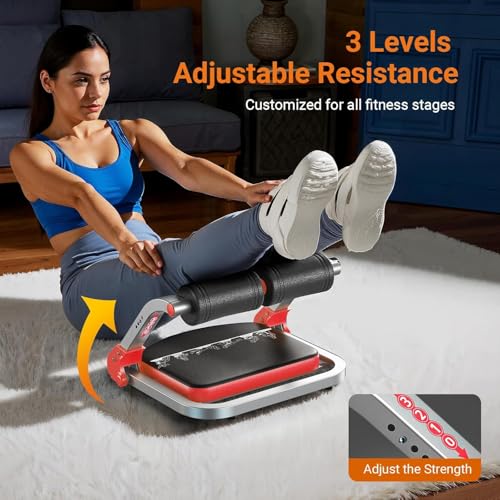 Image of Ab Machine for Home Gym | Adjustable Ab Trainer with 3 Resistance Levels & Automatic Rebound | Sit Up Exercise Equipment for Core, Stomach & Abs Workout | Full Body Fitness Trainer