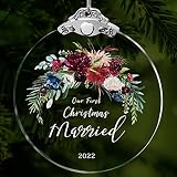 Our First Christmas Married Ornament Bridal Shower Gifts Clear Glass Gift for The Couple Wedding Gif