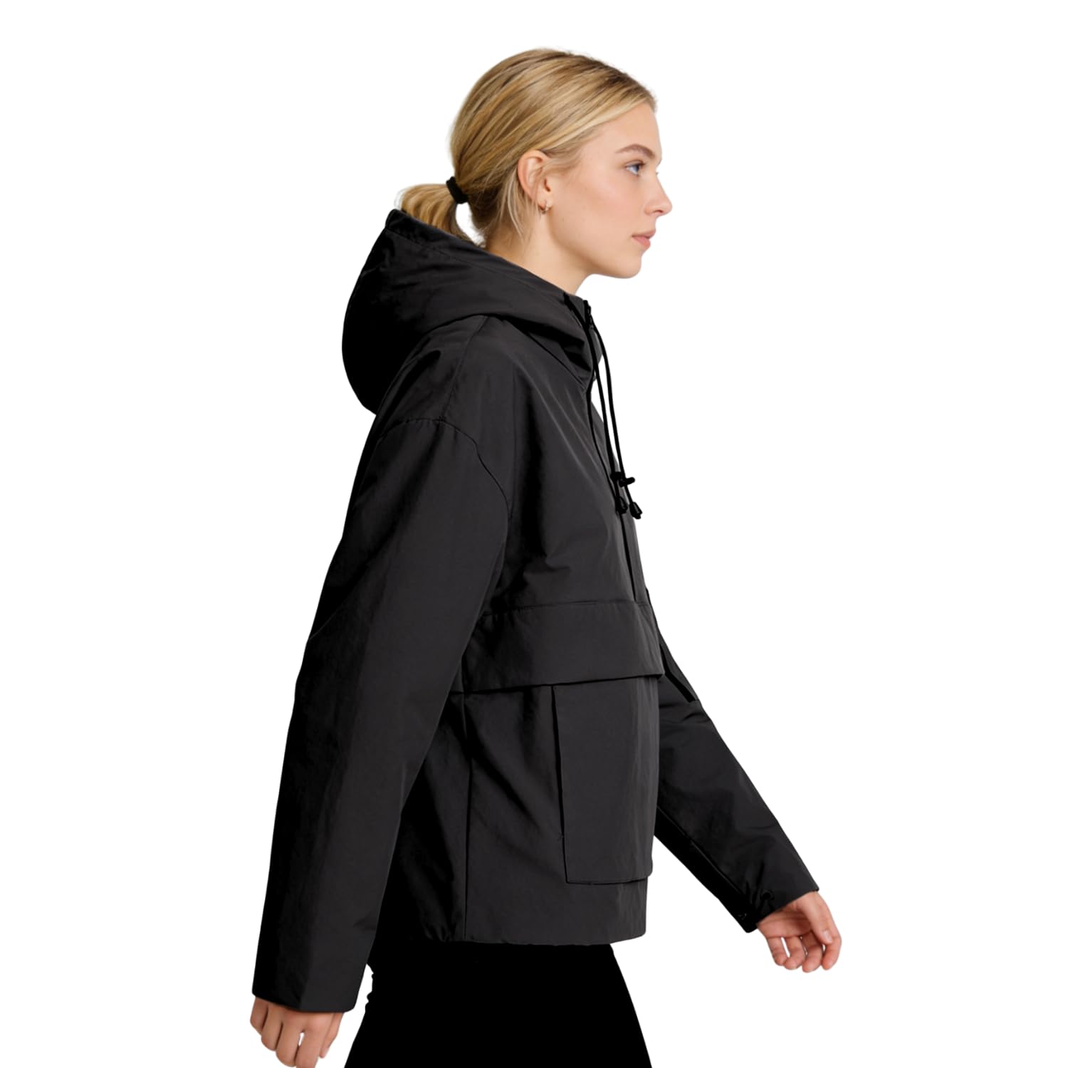PUFFIT Damen Wasserdichte Regenjacke mit Kapuze, Oversized Leicht Atmungsaktive Windbreaker Jacke, Kapuzenpullover für Frauen Fahrrad Sport Outdoorjacke