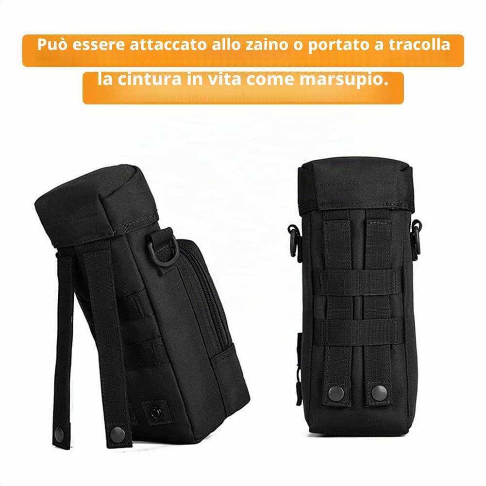 Huntvp Borsa per Borraccia Molle Militare Tattico Borsa Tracolla Porta Bottiglia Custodia Borraccia per Sport Outdoor Ciclismo Trekking Campeggio Escursionismo