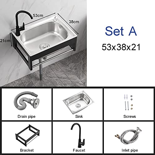 Commercial Hand Wash Station Utility Sink, Wall Mount Stainless Steel Prep/Bar Sinks With Faucet And Pipe, Wall Kitchen Sink Single Bowl Hand Wash Basin, Outdoor Sink Laundry Sink Rv Bathrooms #TOP1