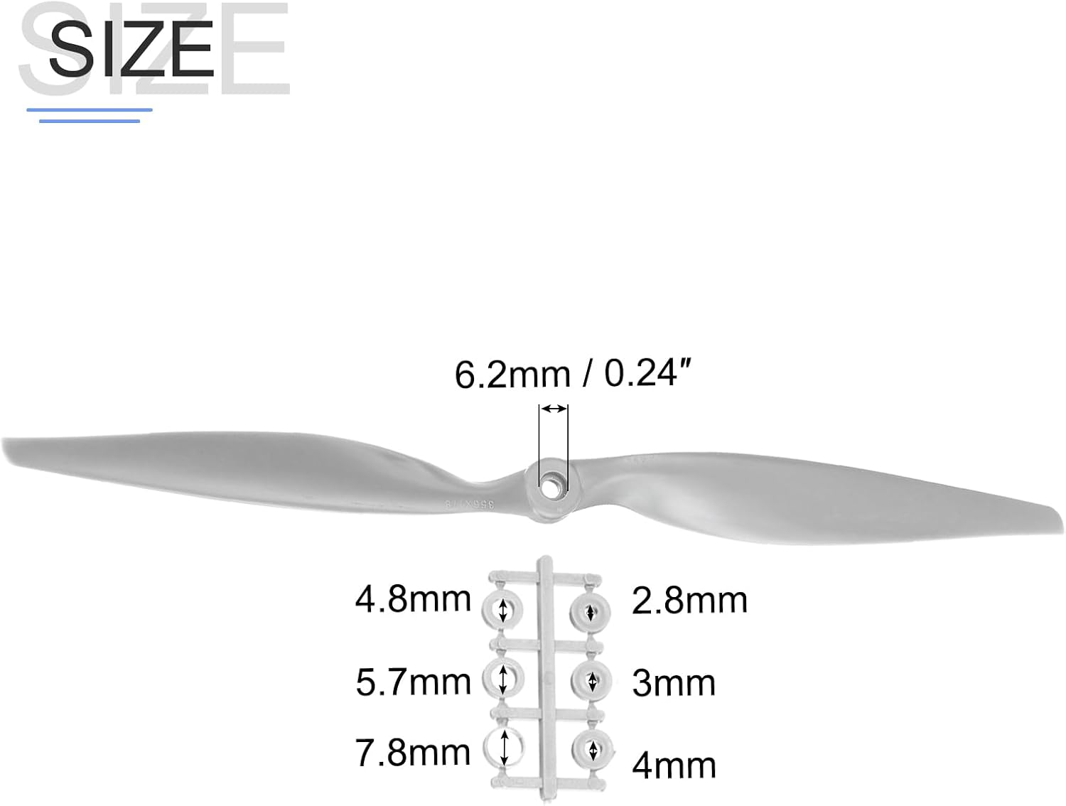 MECCANIXITY 2Pcs 15x8 Inch Propeller RC Propellers 2-Vane Blades Props Gray with Adapter Rings for RC Airplane Aircraft Prop Replacement