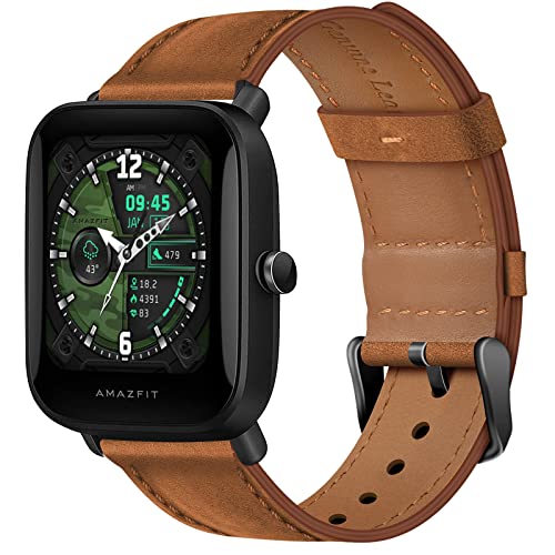 Bracelet en cuir 20mm pour Amazfit GTS 4 Mini et Bip 3 Pro montre homme femme
