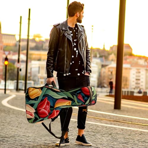 Étui souple pour guitare acoustique 109 cm imprimé tulipe multicolore en tissu Oxford